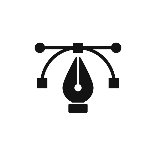 Pen工具图标 白色背景 贝齐尔曲柄 笔形工具线图标 平面设计符号 矢量说明 — 图库矢量图片