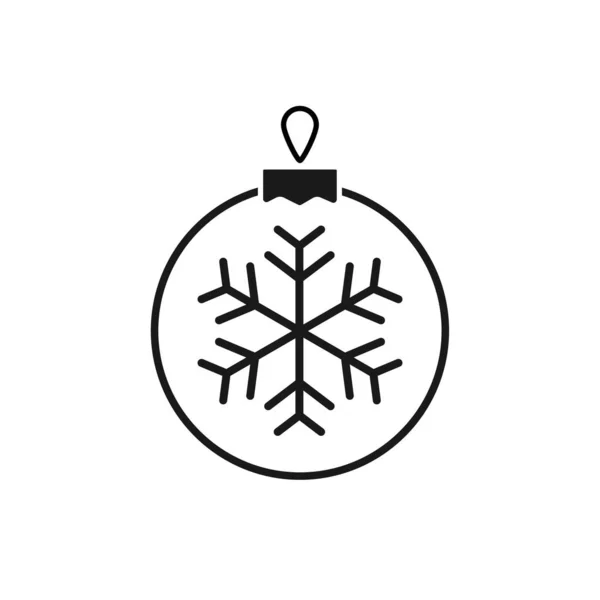 Baumspielzeug Mit Schneeflockenlinie Und Solidem Symbol Weihnachtskugel Mit Schneeflocke — Stockvektor