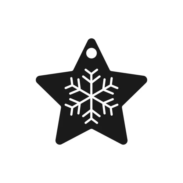 Black Star Preisschild Saison Winterschlussverkauf Etikett Mit Schneeflocke Linie Symbol — Stockvektor