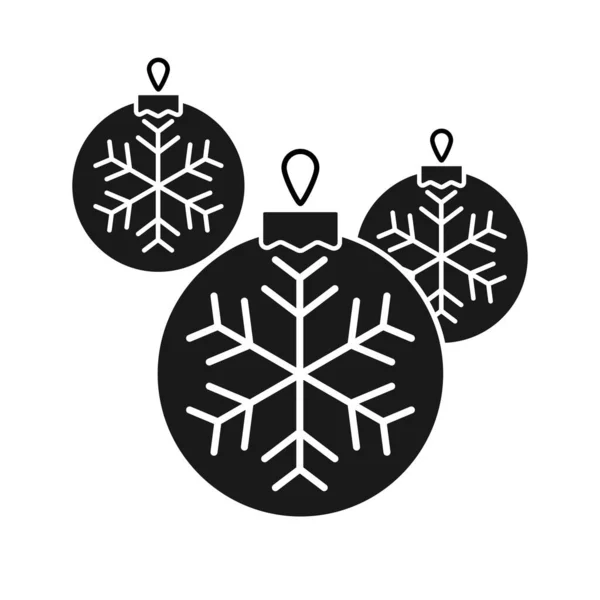 Black Tree Juguetes Con Copo Nieve Bola Navidad Con Copo — Vector de stock