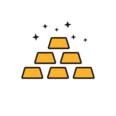 Altın külçeleri ana hatlı vektör simgesi. İnce çizgi altın külçeleri simgesi