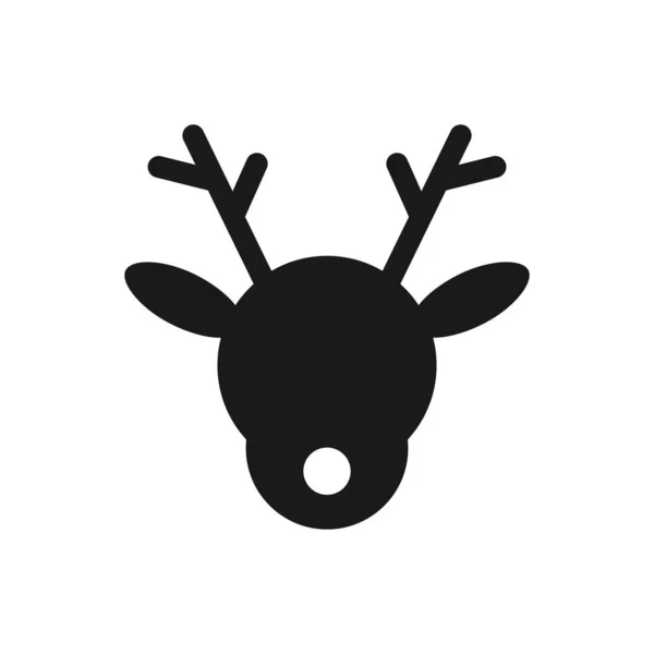 Christmas Reindeer Character Isolated Black Icon Rudolph Wild — Stock Vector