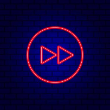 Neon düz sembol geri sarma düğmesi, düz dizayn biçimi duvar arka planında.