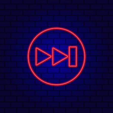 Neon geri sarma tuşu, düz dizayn biçimi arkaplanda.