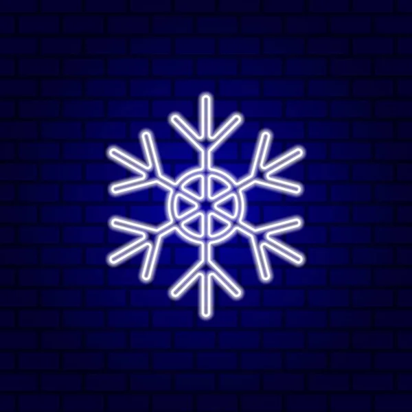 Белый Снежинка Неоновая Вывеска Фоне Стены — стоковый вектор