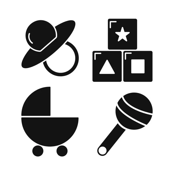 Ícones Coisas Bebê Design Plano — Vetor de Stock
