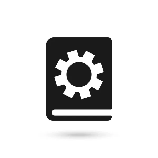 Значок Черная Книга Знаком Настройки Иконка Книги Хранение Настройка Управление — стоковый вектор
