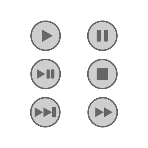 Сірий Мультимедійний Контроль Ікона Кнопка Набір — стоковий вектор