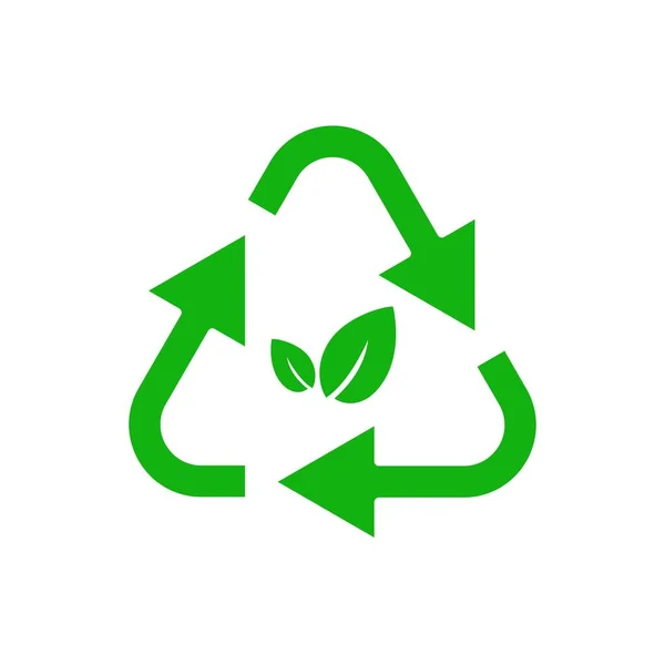 Flèches Vertes Recycler Avec Des Feuilles Vertes Illustration Vectorielle Éco — Image vectorielle