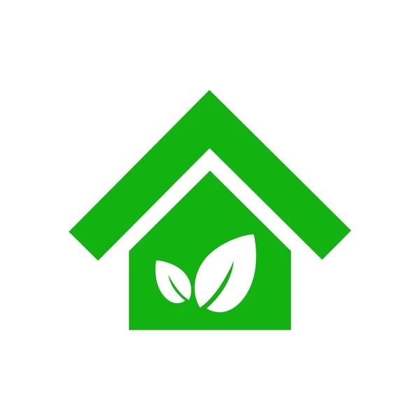 Grünes Öko Haus Mit Blättern Öko Konzept — Stockvektor