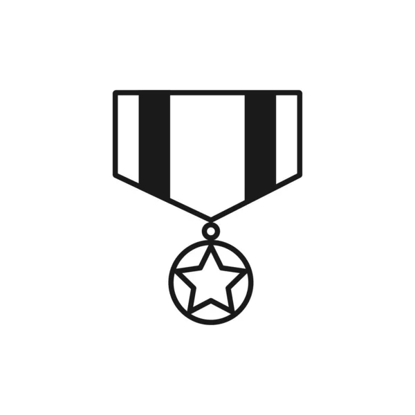 Στρατιωτικό Μετάλλιο Απλό Εικονίδιο Λευκό Φόντο — Διανυσματικό Αρχείο