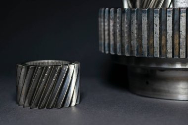 Teçhizat siyah arkaplan, makro fotoğraf seti