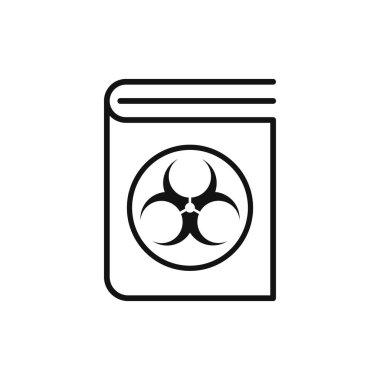 Biyolojik tehlike işaretli kitap simgesi, düz dizayn biçimi