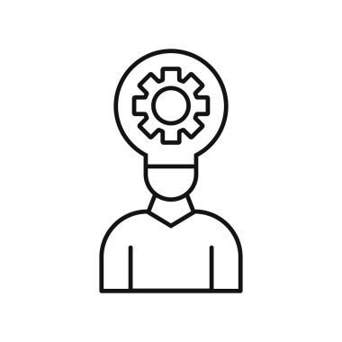 Yaratıcı fikir logosu tasarımı. Ampul vektör tasarımı olarak insan kafası.