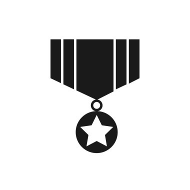 Askeri Madalya Beyaz Arkaplanda Basit Siyah Simge.