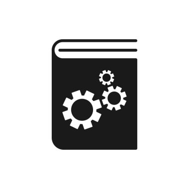 Ayarları işaretli Kara Kitap simgesi. Kitap simgesi ve özelleştirme, kurma, yönetme, işleme konsepti. Düz tasarım