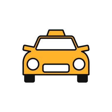 Taksi ikonu. - Araba. Beyaz arkaplanda vektör simgesi izole edildi. Web ögesi.