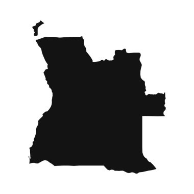 Angola 'nın Beyaz Arkaplanda Siyah Haritasının Vektör İllüstrasyonu