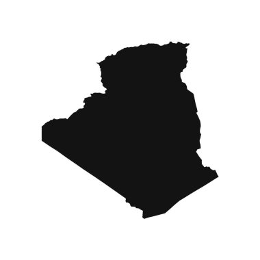 Cezayir 'in Beyaz Arkaplanda Siyah Haritasının Vektör İllüstrasyonu