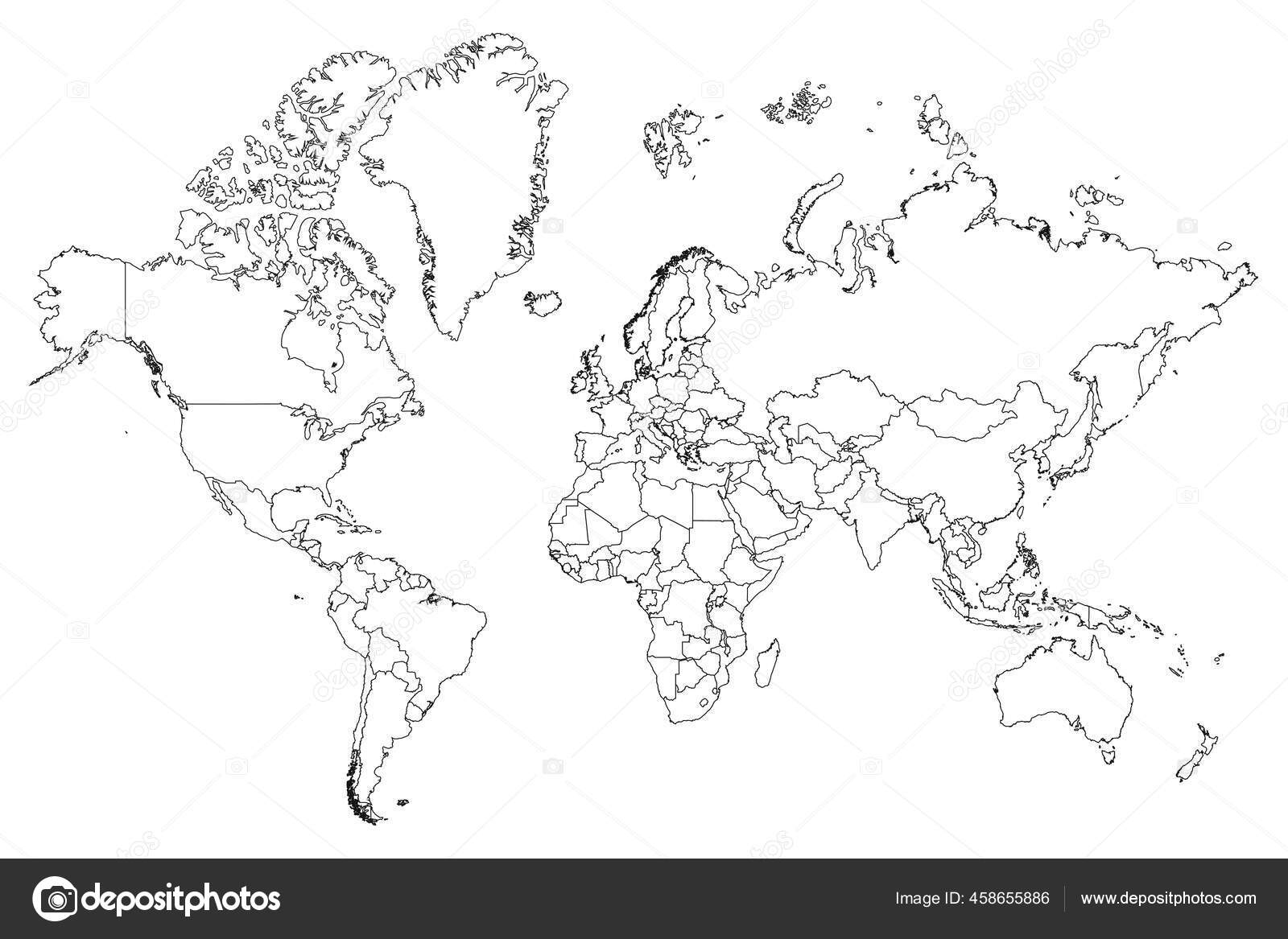 High Resolution Map World Split Individual Countries High Detail World ...