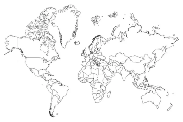 Mapa Świata Wysokiej Rozdzielczości Podzielona Poszczególne Kraje Szczegółowa Mapa Świata — Wektor stockowy