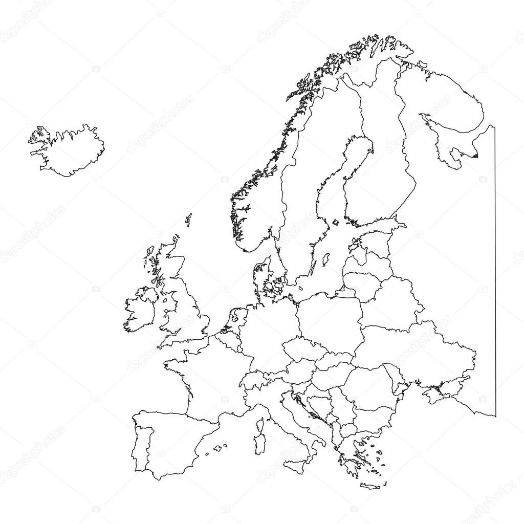 Europe map with country outline graphic