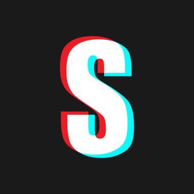 Siyah Arkaplanda Arıza Efekti olan S harfi