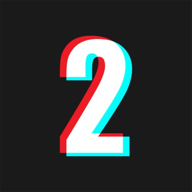 Siyah Arkaplanda Arıza Efekti ile 2 Numara