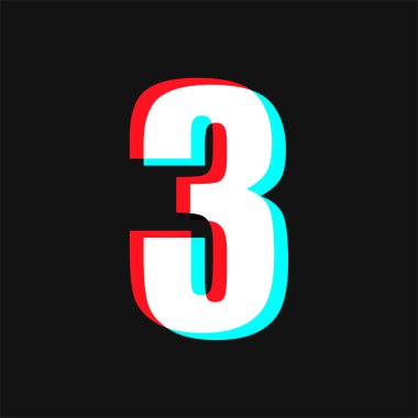 Siyah Arkaplanda Arıza Efekti ile 3 Numara