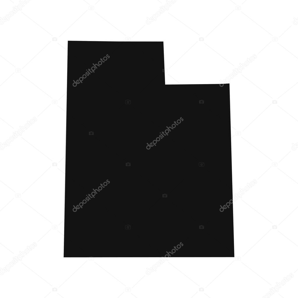 Utah black map on white background