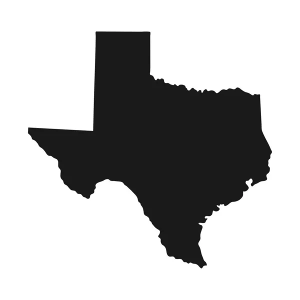 白い背景のテキサス州の黒い地図 — ストックベクタ