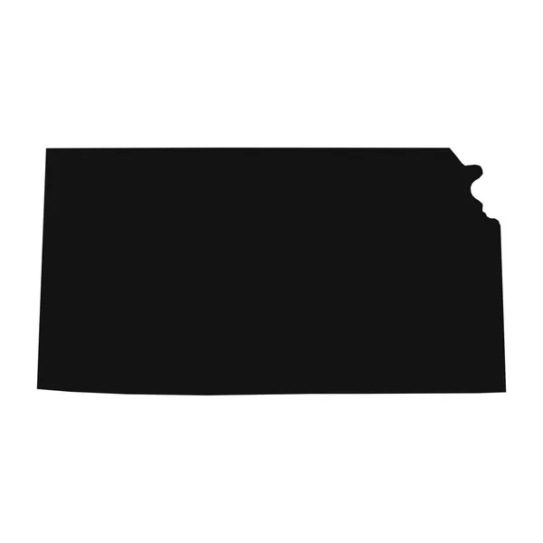 Beyaz Arkaplanda Kansas Siyah Haritası — Stok Vektör