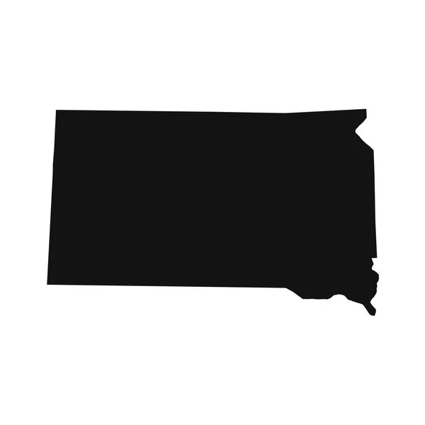 Beyaz Arkaplanda Güney Dakota Siyah Haritası — Stok Vektör