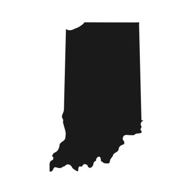 Beyaz arkaplanda Indiana siyah haritası