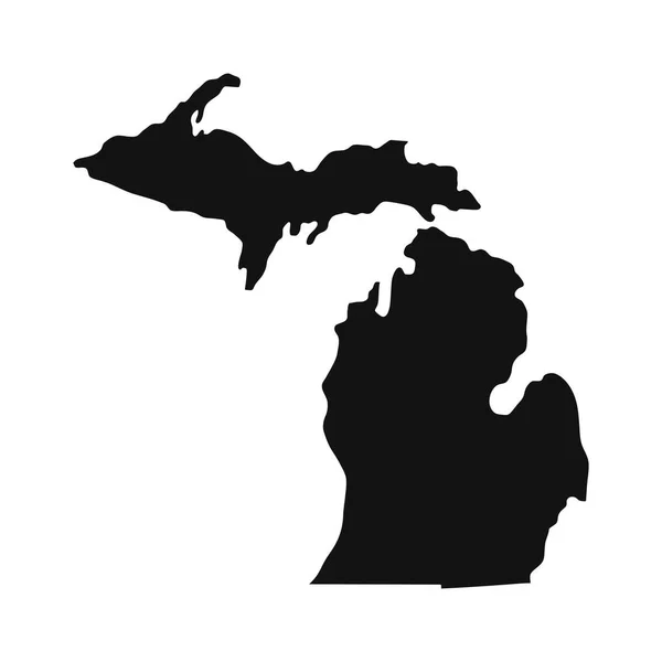 Czarna Mapa Michigan Białym Tle — Wektor stockowy