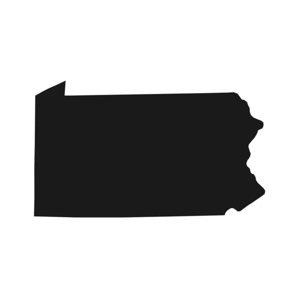 Pennsylvania Schwarze Karte Auf Weißem Hintergrund — Stockvektor