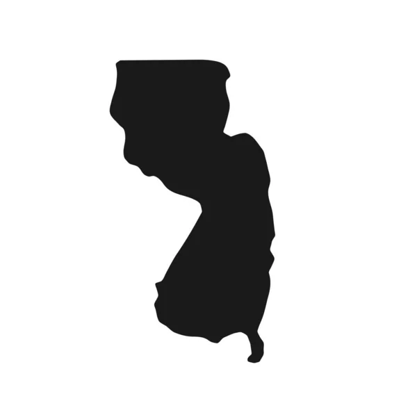 Beyaz Arkaplanda New Jersey Siyah Haritası — Stok Vektör