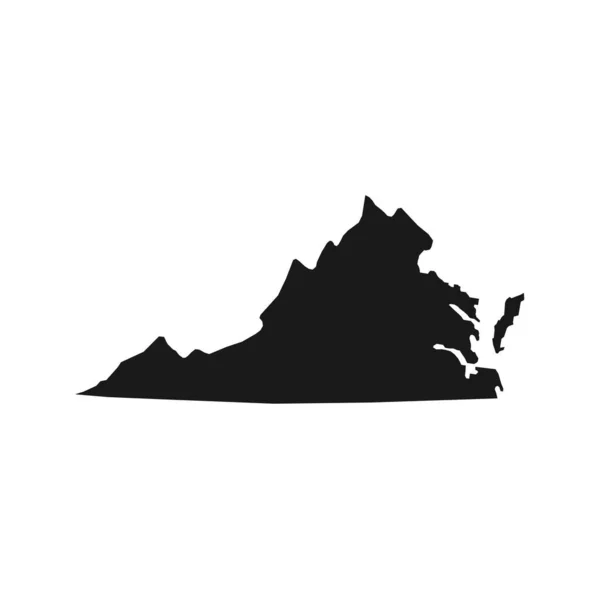Virginia Černá Mapa Bílém Pozadí — Stockový vektor