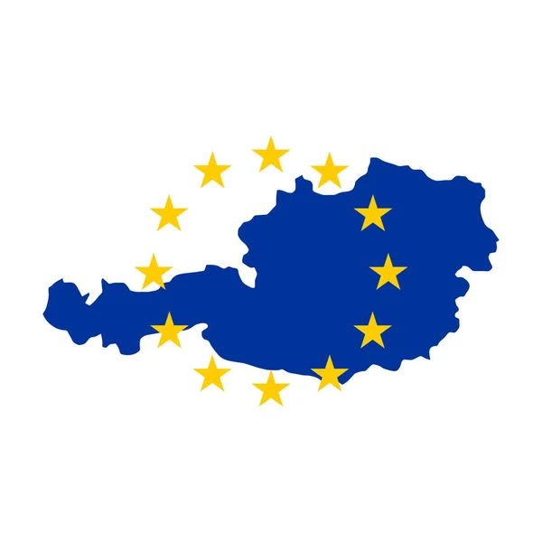 Avrupa Birliği Bayrağı Beyaz Arkaplanda Izole Edilmiş Avusturya Haritası — Stok Vektör