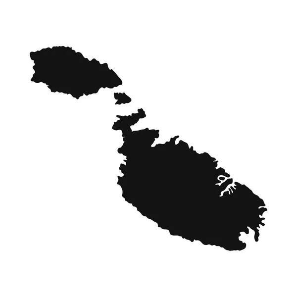 Málta Üres Vektor Térkép Elszigetelt Fehér Háttér Málta Részletes Fekete — Stock Vector