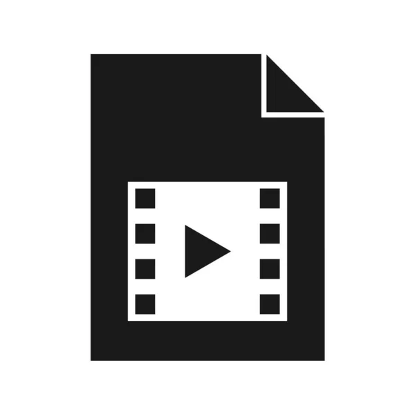 Video File Icono Negro Estilo Diseño Plano — Vector de stock