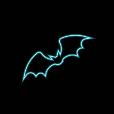 Bat neon simgesi, ana hat vektör işareti, doğrusal biçim pictogram