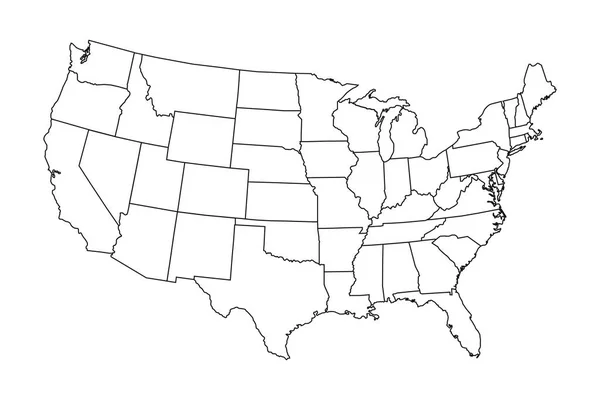 Mapa Detalhado Estados Unidos Com Fronteiras — Vetor de Stock