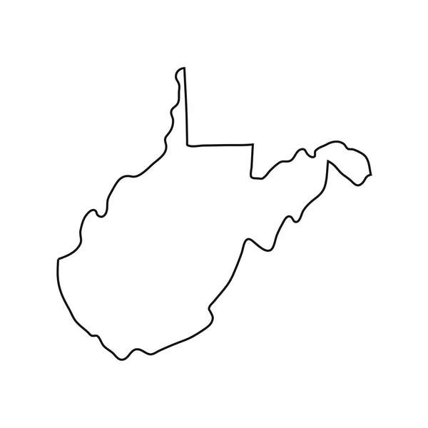 West Virginia Mapa Sobre Fundo Branco — Vetor de Stock