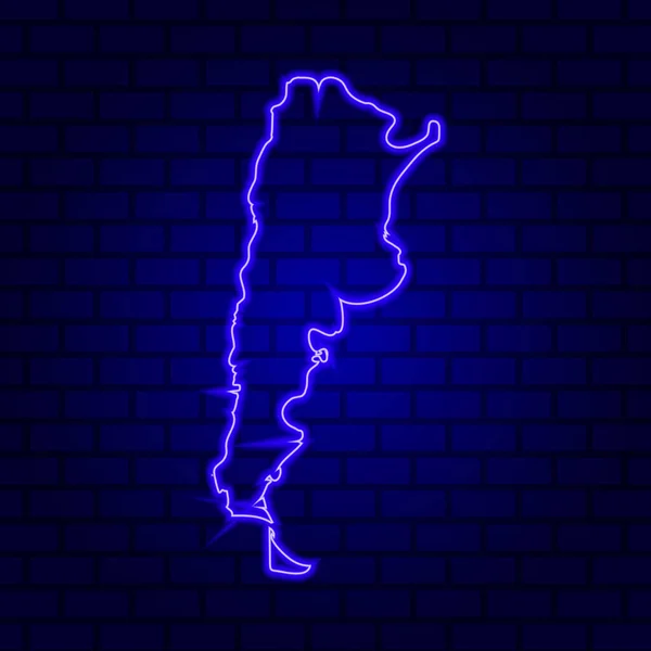 Argentína Neon Térkép Fehér Háttér — Stock Vector