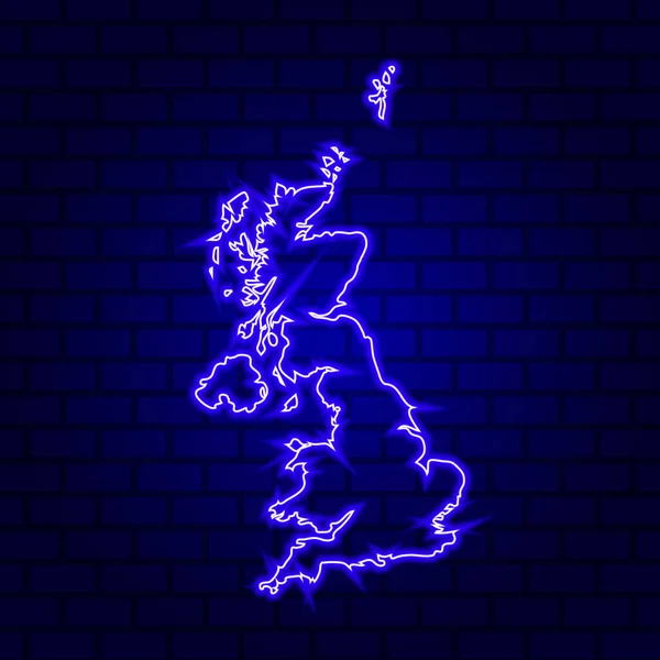Англия Светящийся Неоновый Знак Фоне Кирпичной Стены — стоковый вектор