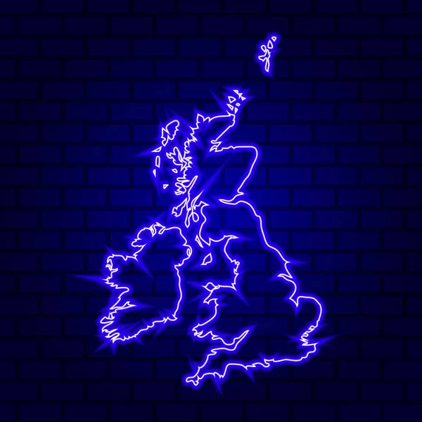 Великобритания Светящийся Неоновый Знак Фоне Кирпичной Стены — стоковый вектор