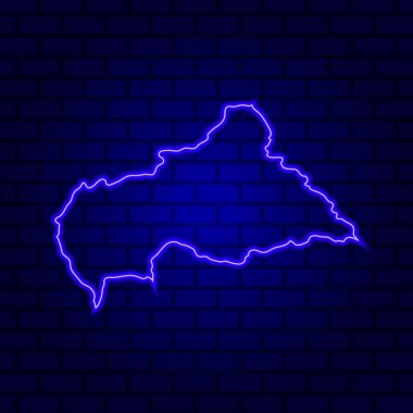 Orta Afrika Cumhuriyeti tuğla duvar arkasında parlayan neon tabela