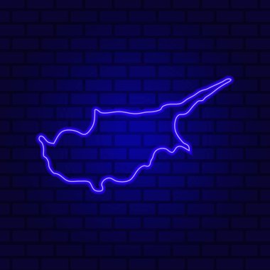 Kıbrıs Rum Kesimi tuğla duvar zemininde parlayan neon ışığı