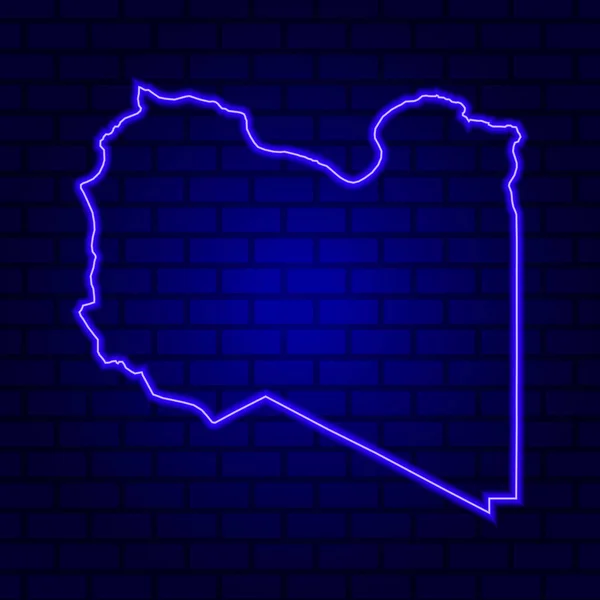 Tuğla Duvar Zemininde Libya Neon Işığı — Stok Vektör